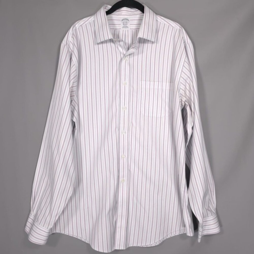 Brooks Brothers Men's Shirt Classic 17-36 Striped 100% American Supima Cotton